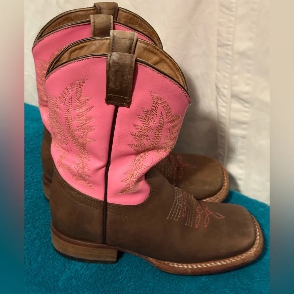 Ranchers Kids Sz 12.5 Original Leather Cowgirl Boots Straight From Texas!